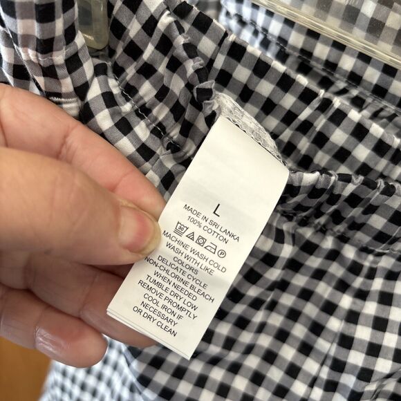 KATE SPADE NEW YORK Mini Gingham Cropped Wide Leg Pajama Set L Pockets Cotton - Picture 11 of 13